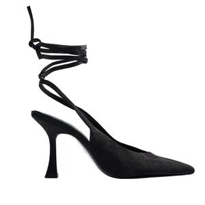 Zara Black Slingback Kitten Heel Pumps